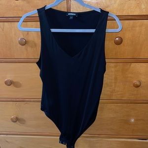 black v neck bodysuite